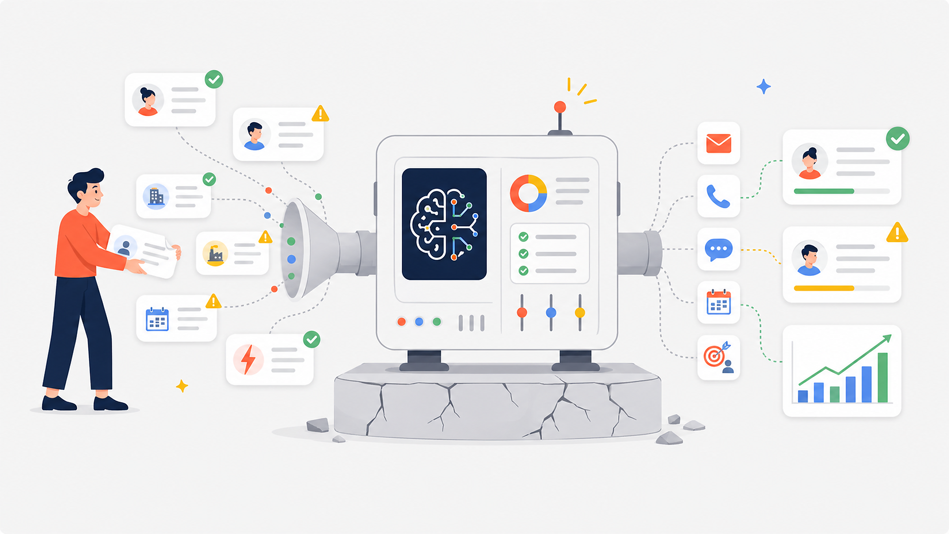 Illustration showing data quality as the foundation for AI-driven outbound